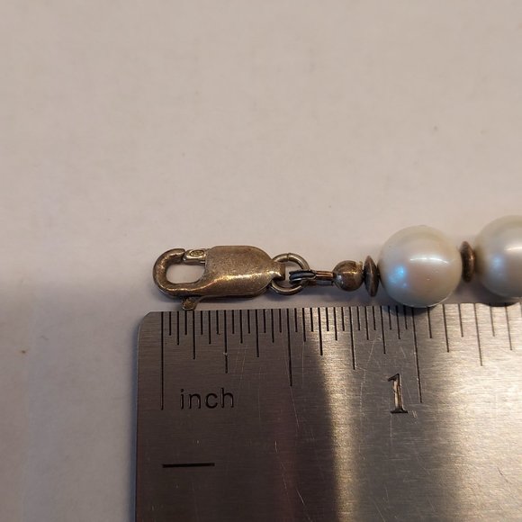 Giant graduated Pearl necklace and Bracelet .925 - Picture 8 of 9